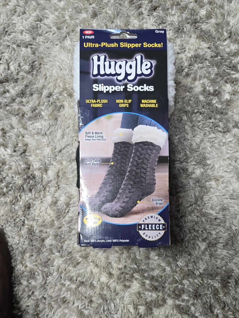 Men’s Gray Ultra-Plush Slipper Socks